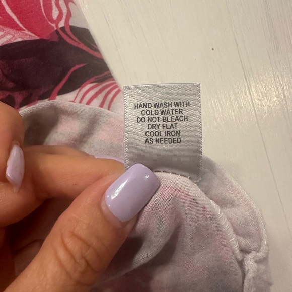 Cache L Striped Floral Rhinestone Top Button Tab Sleeves Made in USA Tunic - Picture 7 of 12